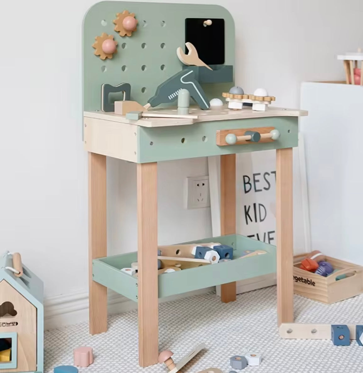 Wooden Tool Set Green