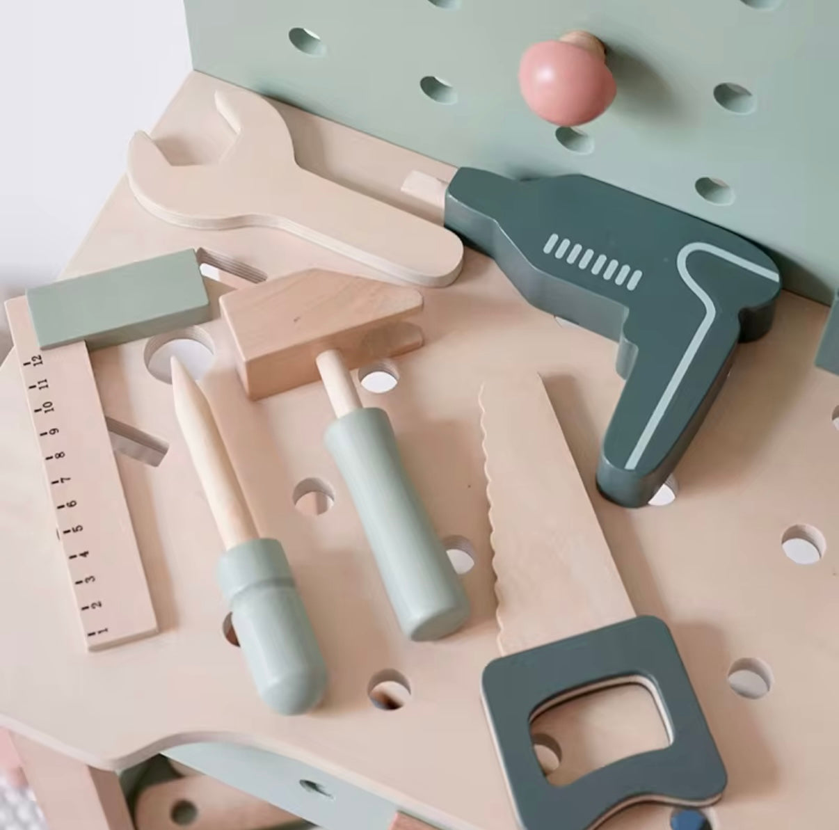 Wooden Tool Set Green