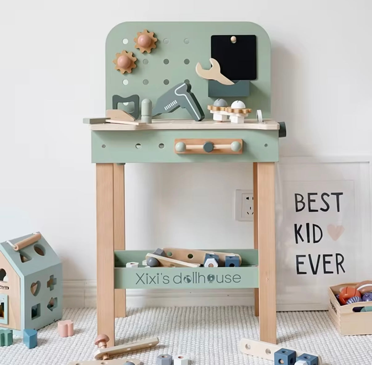 Wooden Tool Set Green