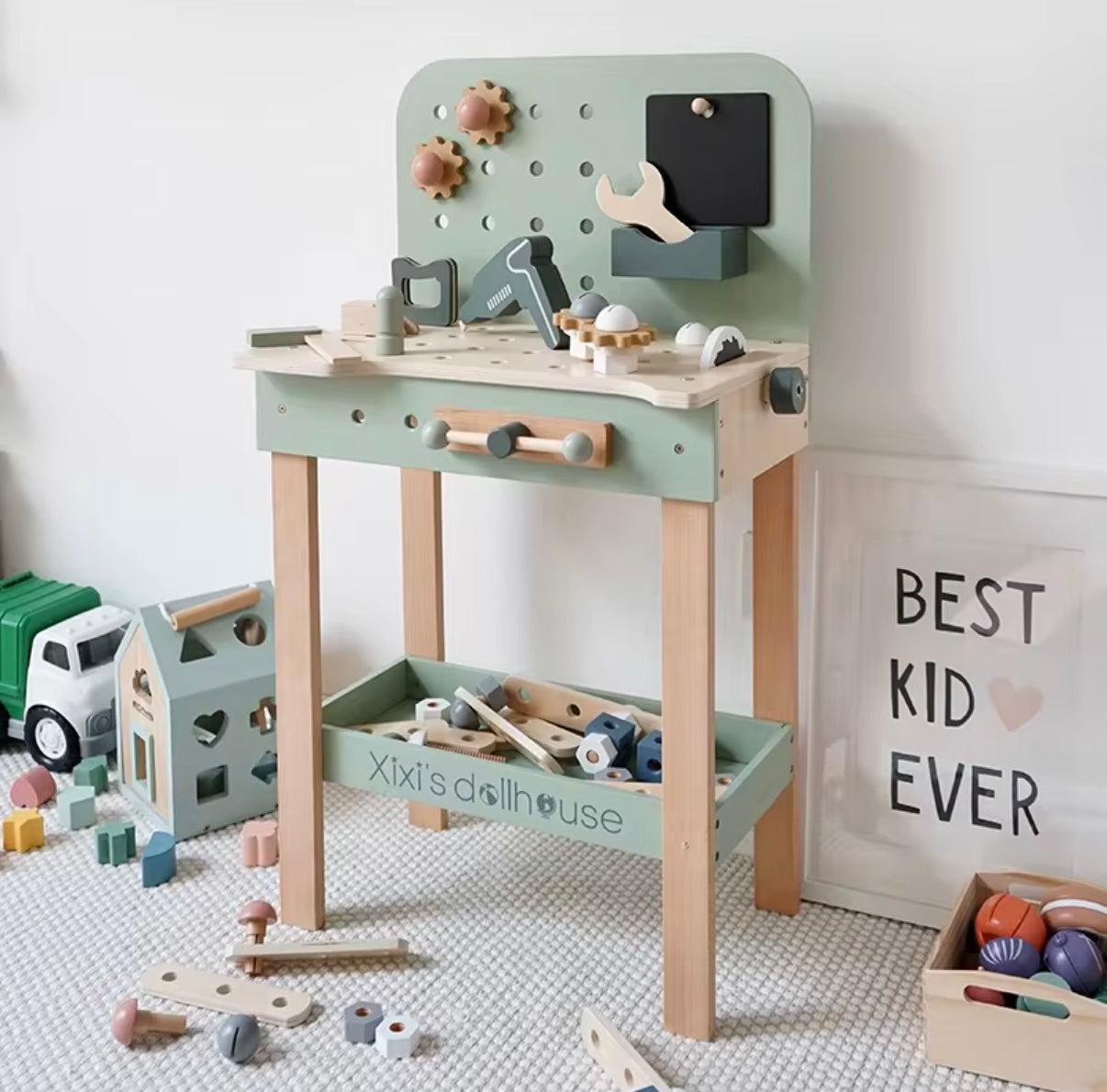 Wooden Tool Set Green