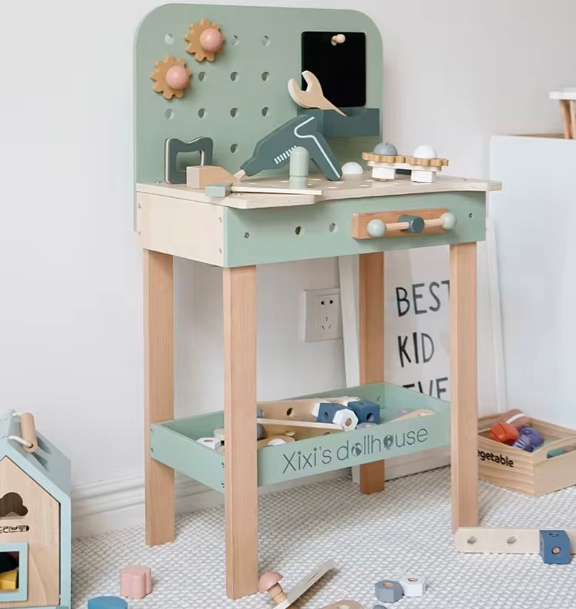 Wooden Tool Set Green