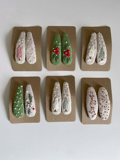 Embroidery Hair Clips for Christmas