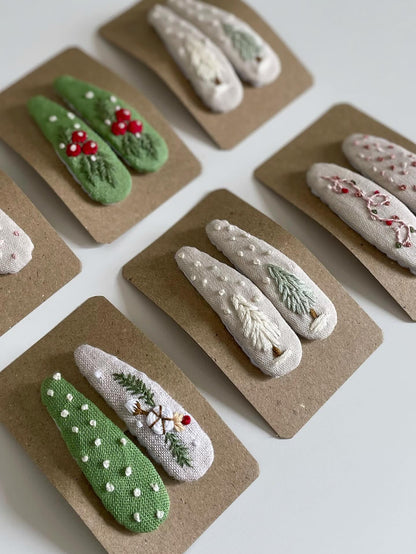 Embroidery Hair Clips for Christmas