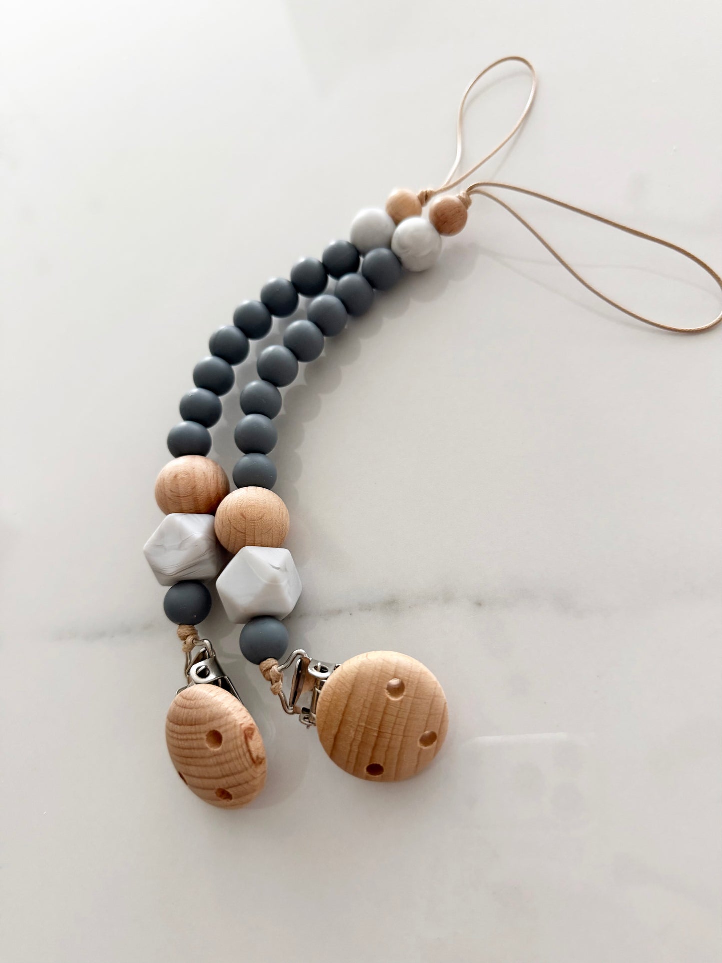 Pacifier Clip chain with marble