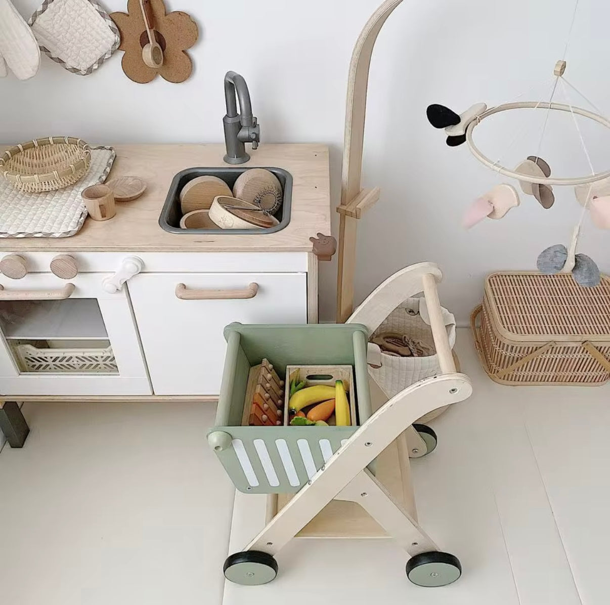 Wooden Shopping trolley