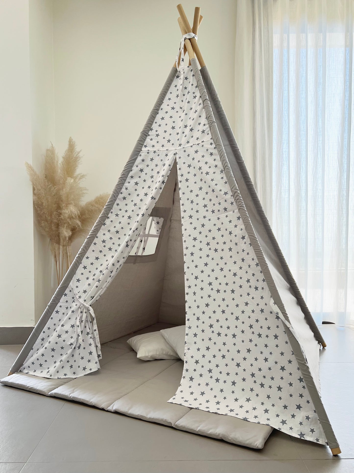 Teepee Blue  Grey Stars