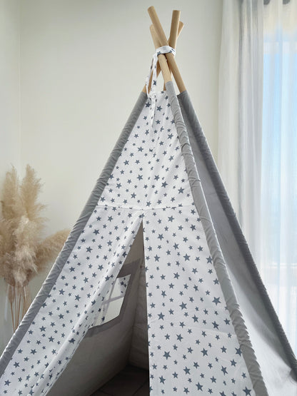 Teepee Blue  Grey Stars