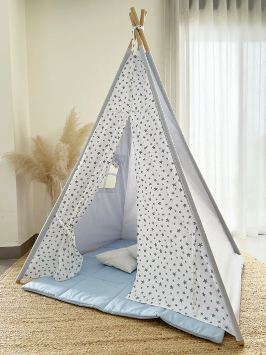 Teepee Blue  Grey Stars