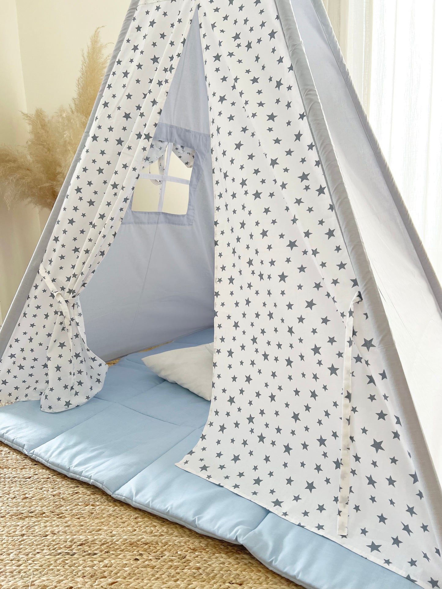 Teepee Blue  Grey Stars